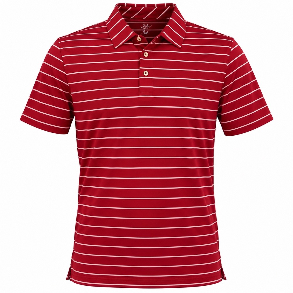 Southern Tide Mens Brrr Performance Polo Shirt Red White Striped Size M